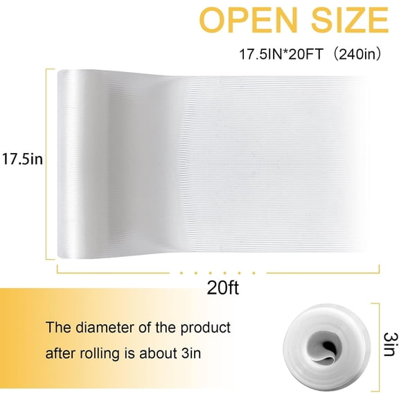 CHISHZL-Shelf Liner for Kitchen Cabinets, 17.5 Inch x 20 FT, Non Adhesive Drawer Liner, Refrigerator Liners, Washable Oil-Proof Fridge Pads Shelves Drawer, Cabinet Mat for Shelves (Clear)