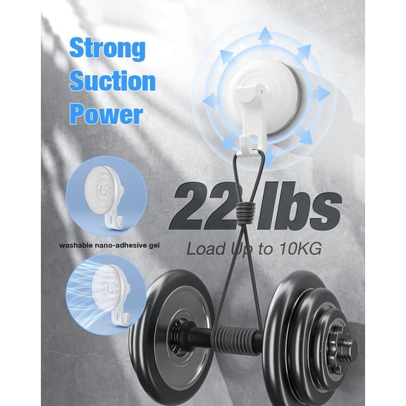 CHISHZL-Shower Hooks Suction Cup, Waterproof Suction Cup Hooks, Bathroom, Glass, Door, Windows, Kitchen Hanging up to 11lbs, Easy to Install and Remove (4pack-White)