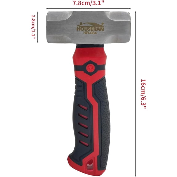 CHISHZL-Sledge Hammer, Mini Sledge Hammer, 1.24lb Sheet Metal Hammer, Drilling Hammer, Small Hammer for Women, Non-Slip Handle, for Demolition, Piling, Rock and Concrete Hammering, Red and Black