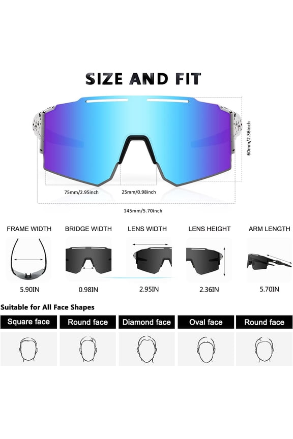 -Sunglasses Cycling Glasses TR90 Frame for Men Women, Running Cycling outdoor Sports.