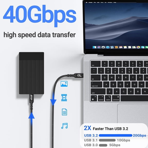 CHISHZL-USB 4 Data Cable(1.5FT, 2packs) 40Gbps Data Transfer, 8K Video and USB C to USB C 240W Charging, Compatible with iPhone 15/Pro/Plus/Pro Max, Samsung Galaxy, Thunderbolt 4/3 Cable and USB-C