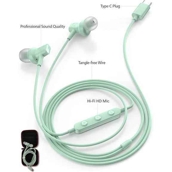 CHISHZL-USB C Earbuds for Google Pixel 10 Pro XL Fold 9 8 8a 7 7a Wired Headphones for Android with Clear Call Mic Noise Isolating HiFi Stereo in Ear Type C Earphones for Samsung Galaxy S26 S25 Ultra