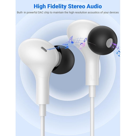 CHISHZL-USB C Earbuds with Microphone Cute in Ear Wired Headphone USB-C Plug Ear Buds Corded Head Phone Magnetic Type C Earphone for iPhone 17 Pro Max 16 Plus 15 16e for Samsung A17 A16 S26 S25 S24