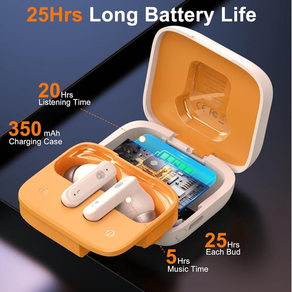 CHISHZL-Wireless Earbuds Bluetooth 5.4 Headphones, Touch Screen, Active Noise Cancelling, USB Charging Case for iPhone/Android
