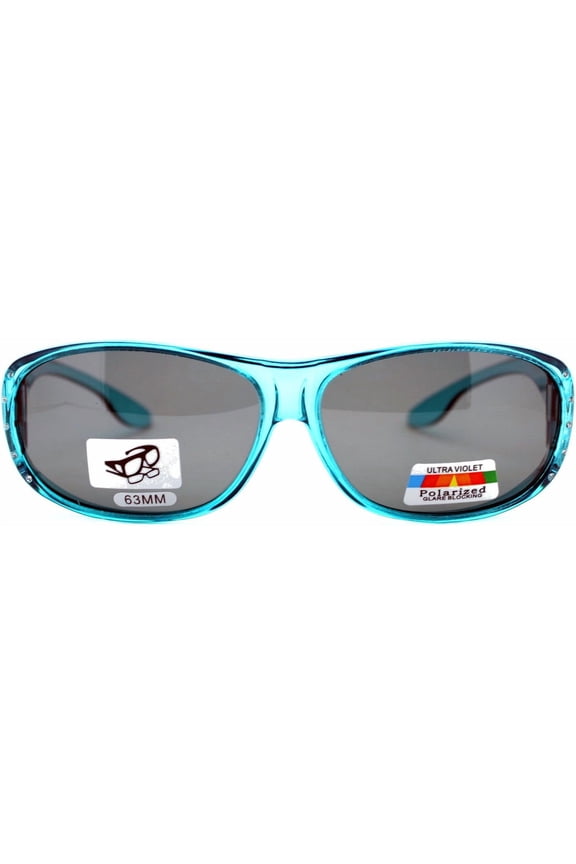-Womens Polarized Fit Over Glasses Rhinestone Sunglasses Oval Rectangular
