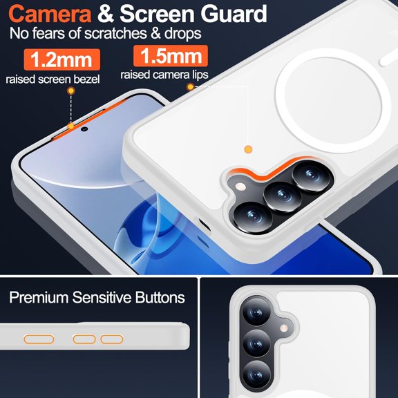 CHISHZL-for Samsung Galaxy S25 Plus Case with Magnetic,[Compatible with MagSafe][12Ft Military Dropproof][2*Screen Protector] Translucent Slim Shockproof Holsters Case for S25 Plus,6.7"-Clear