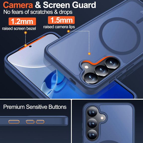 CHISHZL-for Samsung Galaxy S25 Plus Case with Magnetic,[Compatible with MagSafe][12Ft Military Dropproof][2*Screen Protector] Translucent Slim Shockproof Holsters Case for S25 Plus,6.7"-Blue