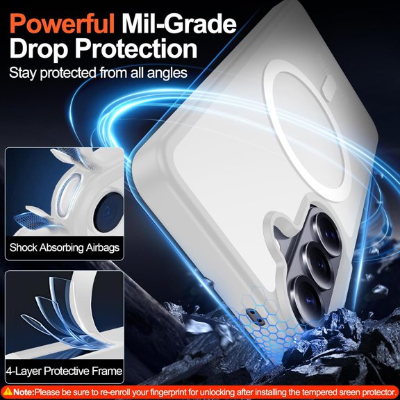 CHISHZL-for Samsung Galaxy S26 Plus Case with Magnetic,[Compatible with MagSafe][12Ft Military Dropproof][2*Screen Protector] Translucent Anti-Slip Back Slim Shockproof Case for S26 Plus-Clear