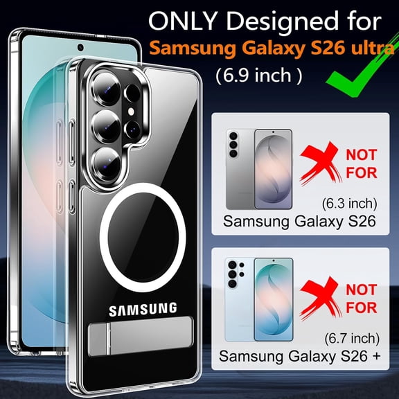 CHISHZL-for Samsung Galaxy S26 Ultra Case with Kickstand,[Compatible with Magsafe][2*Screen Protector],Military-Grade Protection,Magnetic Phone Case for Samsung Galaxy S26 Ultra-Clear