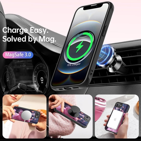 CHISHZL-for iPhone 16e Case Wireless Charging & Military-Grade Protection - Trendy Pattern Design for Women Girls, Matte Non-Slip Phone Cover with Shockproof Corners - Pink Leopard
