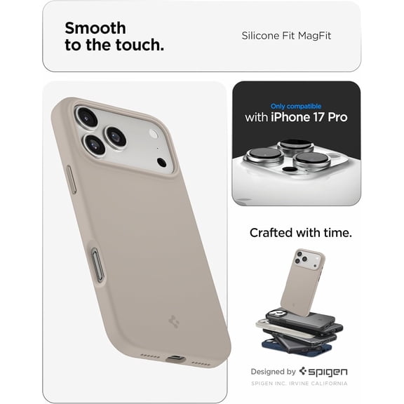 CHISHZL-for iPhone 17 Pro Case, Silicone Fit MagFit [Compatible with MagSafe] - Stone