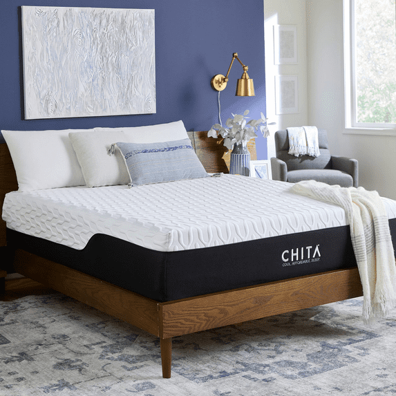 CHITA 14" Cool Gel Memory Foam Mattress with Cooling Cover, Queen Mattress
