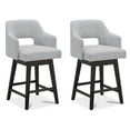 thumbnail image 1 of CHITA 26 in Swivel Counter Bar Stools Set of 2 with Open Contoured Back&Wood Legs, Fabric in Cloud, 1 of 8
