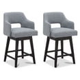 thumbnail image 1 of CHITA 26 in Swivel Counter Bar Stools Set of 2 with Open Contoured Back&Wood Legs, Fabric in Gray, 1 of 8