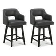 thumbnail image 1 of CHITA 26 in Swivel Counter Bar Stools Set of 2 with Open Contoured Back&Wood Legs, Faux Leather in Retro Gray, 1 of 8