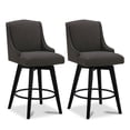 thumbnail image 1 of CHITA 26 in Swivel Upholstered Fabric Barstool Set of 2 for Kitchen Island, Full Back&Wood Legs, Charcoal Gray, 1 of 7