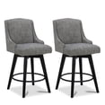 thumbnail image 1 of CHITA 26 in Swivel Upholstered Fabric Barstool Set of 2 for Kitchen Island, Full Back&Wood Legs, Pebble Gray, 1 of 8