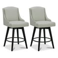thumbnail image 1 of CHITA 26 in Swivel Upholstered Faux Leather Barstool Set of 2 for Kitchen Island, Full Back&Wood Legs, Creamy Gray, 1 of 8