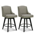 thumbnail image 1 of CHITA 26 in Swivel Upholstered Faux Leather Barstool Set of 2 for Kitchen Island, Full Back&Wood Legs, Stone Gray, 1 of 8