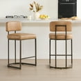 thumbnail image 1 of CHITA 26 inch Counter Height Bar Stool Set with Brass Frame Set of 2, Faux Leather in Cognac, 1 of 7