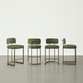thumbnail image 1 of CHITA 26 inch Counter Height Bar Stool Set with Brass Frame Set of 4, Fabric in Moss Green, 1 of 10