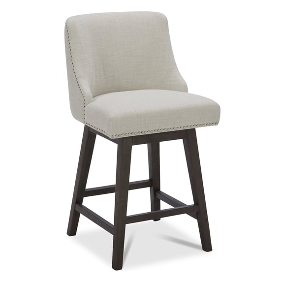 CHITA 26 inch Fabric Swivel Upholstered Counter Height Bar Stools with Full Back, Linen