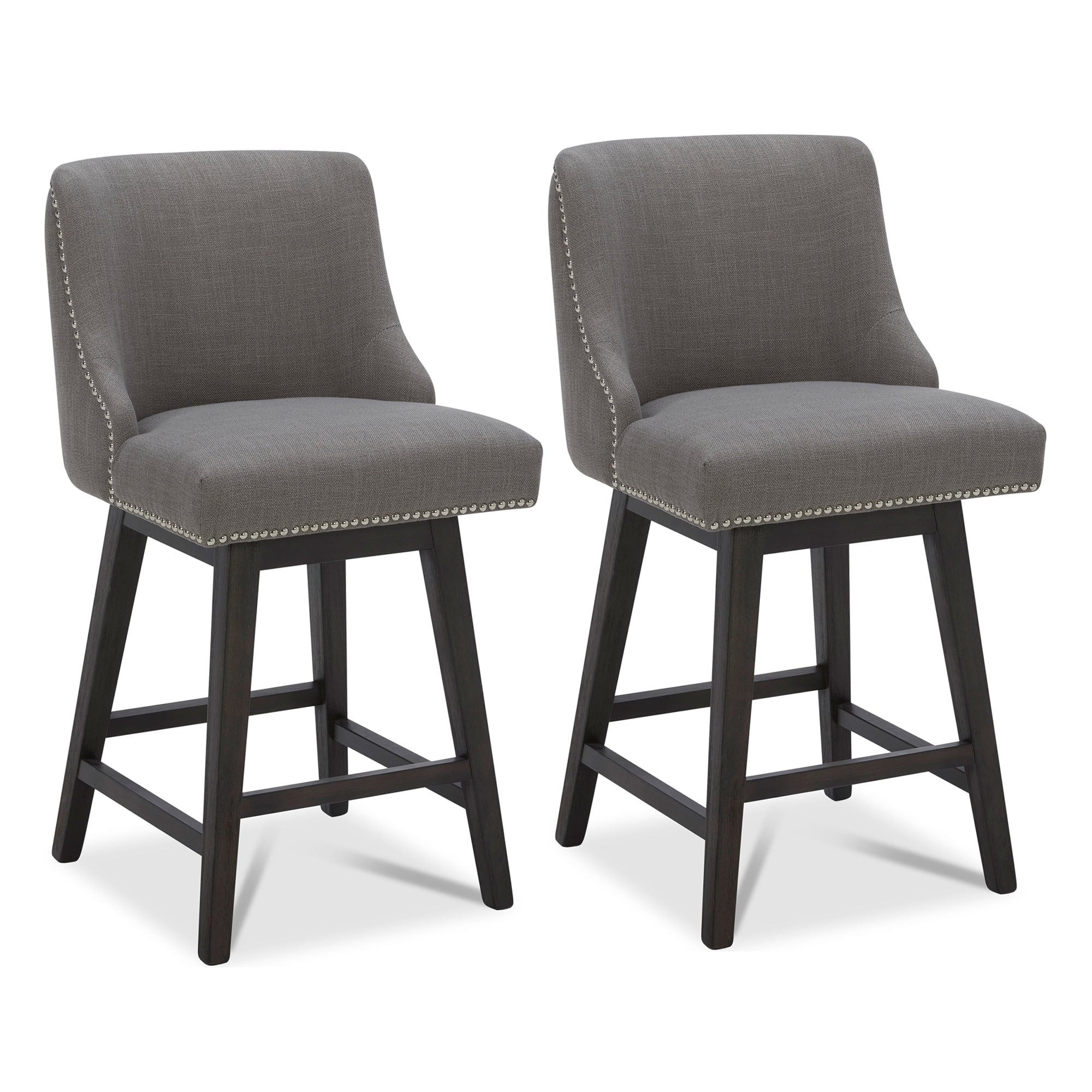 CHITA 26 inch Swivel Bar Stools, Upholstered Counter Height, Set of 2 ...