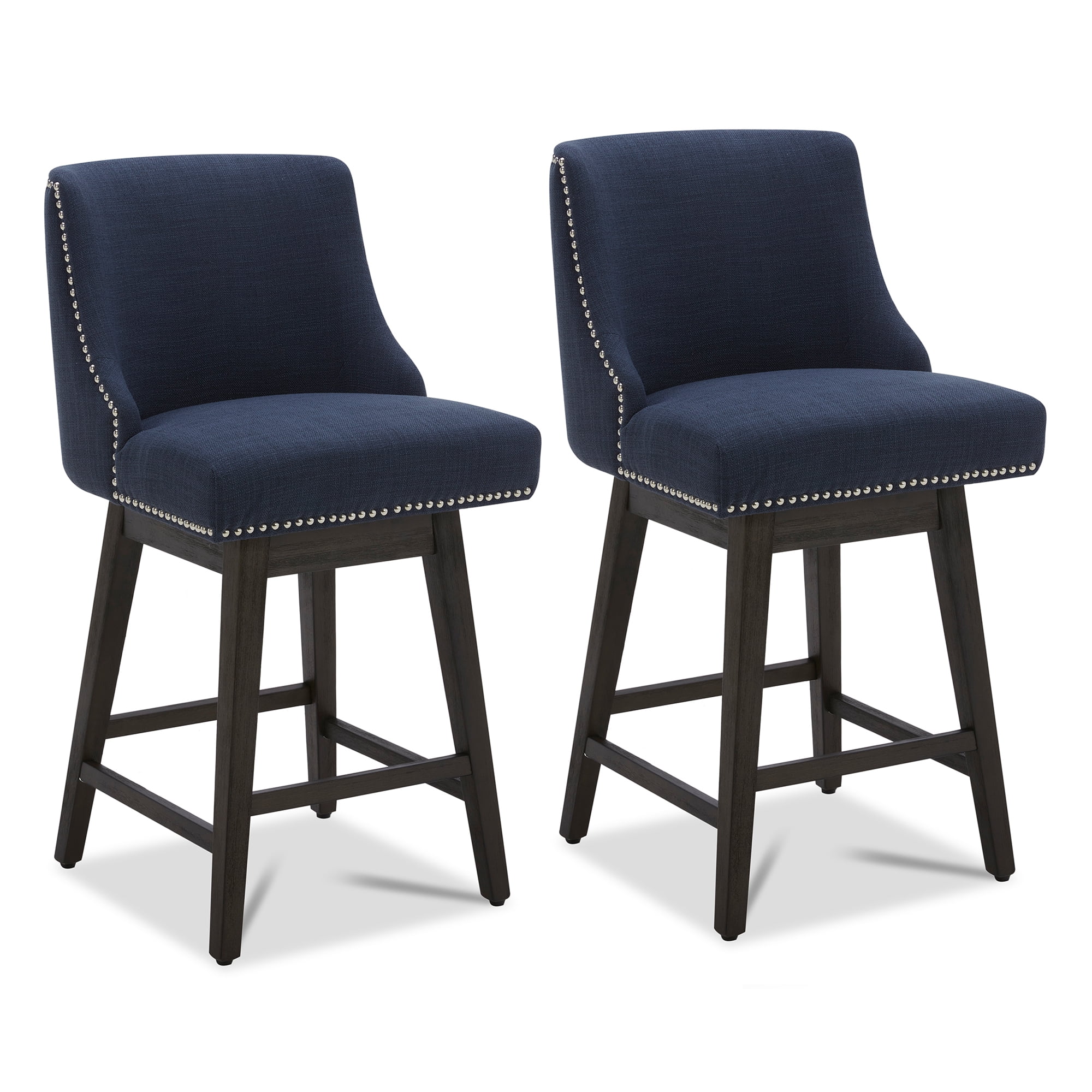 CHITA 26 inch Fabric Swivel Upholstered Counter Height Bar Stools with Full Back, Set of 2 ...