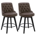 thumbnail image 1 of CHITA 26 inch Swivel Upholstered Counter Height Bar Stools with Tufted Back Set of 2, Faux Leather in Chocolate Brown, 1 of 8