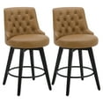 thumbnail image 1 of CHITA 26 inch Swivel Upholstered Counter Height Bar Stools with Tufted Back Set of 2, Faux Leather in Cognac Brown, 1 of 8