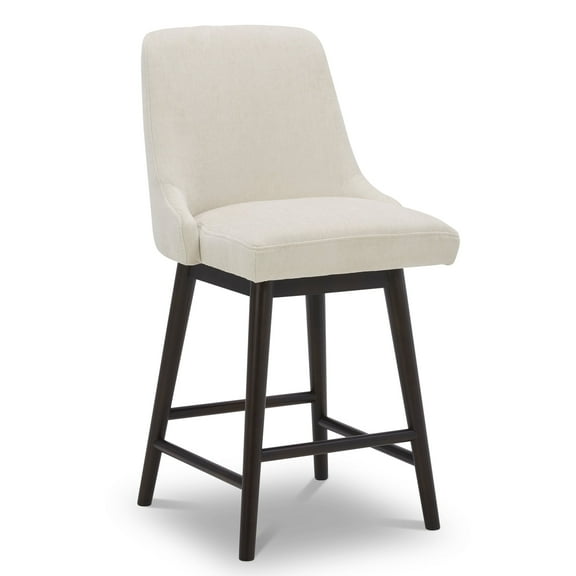 CHITA 26 inch Swivel Upholstered Fabric Barstool, Creamy White