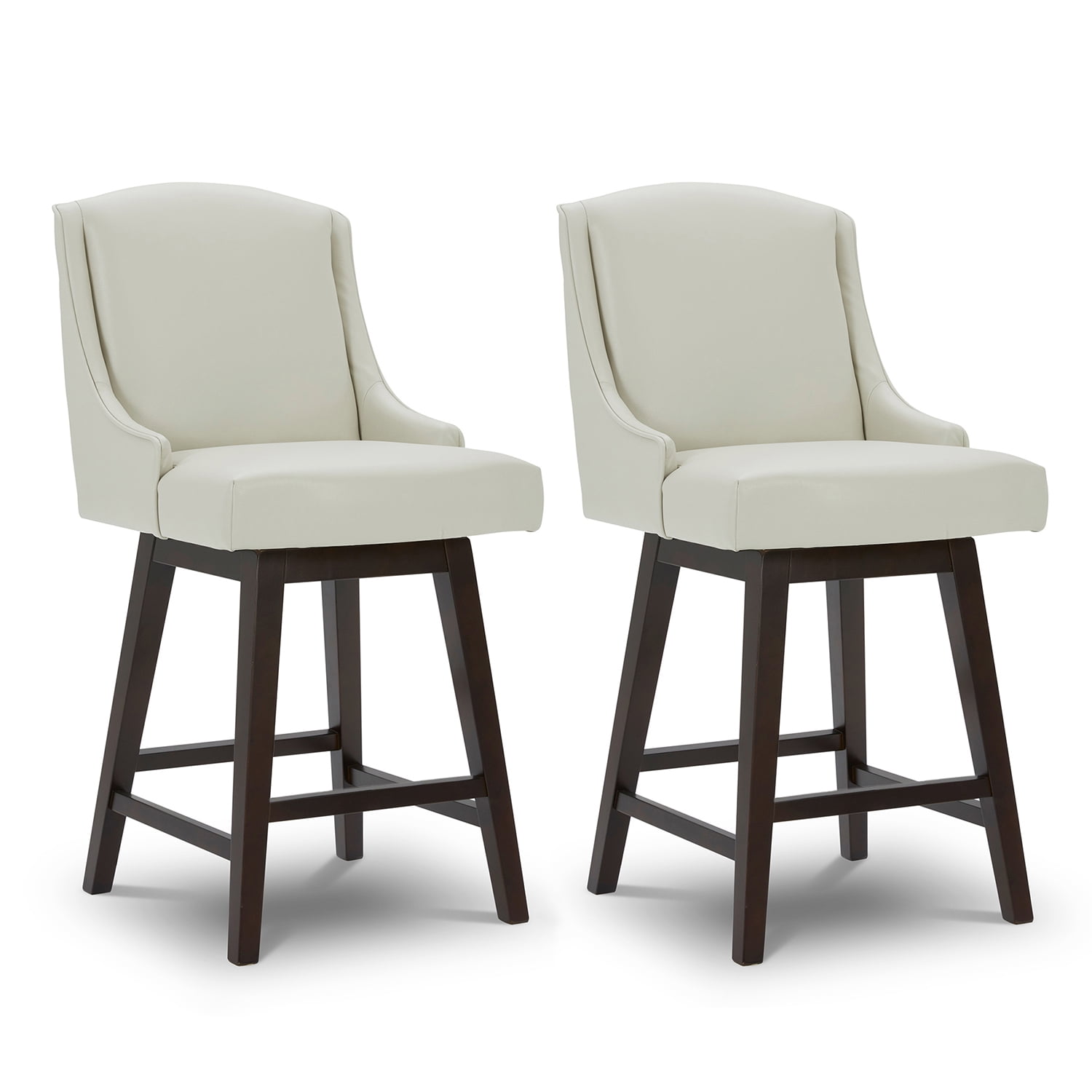 CHITA 26 inch Swivel Upholstered Faux Leather Counter Stool Set of 2