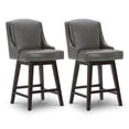 thumbnail image 1 of CHITA 26 inch Swivel Upholstered Faux Leather Counter Stool Set of 2, Bar Stool with Back, Retro Gray, 1 of 8