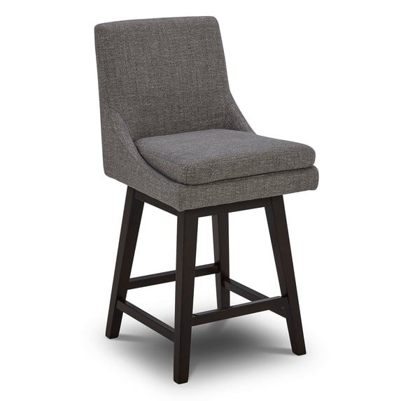 CHITA 26 inch Upholstered Swivel Fabric Counter Bar Stools with Back & Wood Legs, Creamy Gray