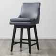 thumbnail image 1 of CHITA 26 inch Upholstered Swivel Fabric Counter Bar Stools with Back & Wood Legs,Faux Leather in Navy Blue, 1 of 7