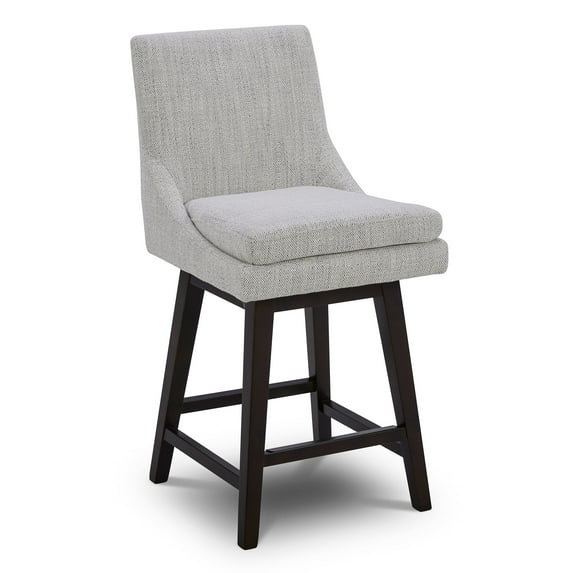 CHITA 26 inch Upholstered Swivel Fabric Counter Bar Stools with Back & Wood Legs, Ivory White