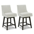 thumbnail image 1 of CHITA 26 inch Upholstered Swivel Fabric Counter Bar Stools with Back & Wood Legs Set of 2, Ivory White, 1 of 11