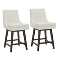 thumbnail image 1 of CHITA 26 inch Upholstered Swivel Faux Leather Counter Bar Stools with Back & Wood Legs Set of 2, Pure White, 1 of 9