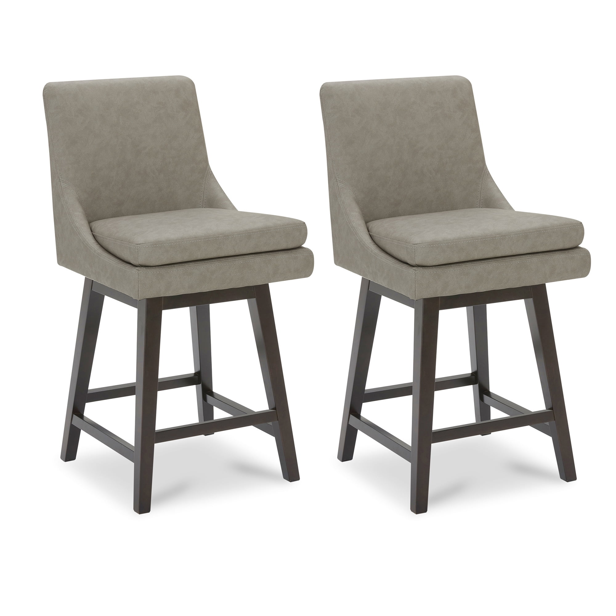CHITA 26 inch Upholstered Swivel Faux Leather Counter Bar Stools with ...