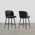 thumbnail image 1 of CHITA 27" Swivel Upholstered Counter Bar Stools with Back & Metal Leg Set of 2,Faux Leather in Black, 1 of 7