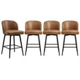 thumbnail image 1 of CHITA 27" Swivel Upholstered Counter Bar Stools with Back & Metal Legs Set of 4,Faux Leather in Cognac Brown, 1 of 6