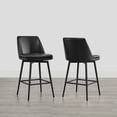 thumbnail image 1 of CHITA 27 inch Counter Height Swivel Bar Stools Low Back Set of 2,Faux Leather in Black, 1 of 7
