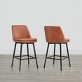 thumbnail image 1 of CHITA 27 inch Counter Height Swivel Bar Stools Low Back Set of 2,Faux Leather in Terracotta, 1 of 7