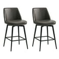 thumbnail image 1 of CHITA 27 inch Counter Height Swivel Bar Stools Low Back Set of 2, Metal Base, Faux Leather in Retro Gray, 1 of 10