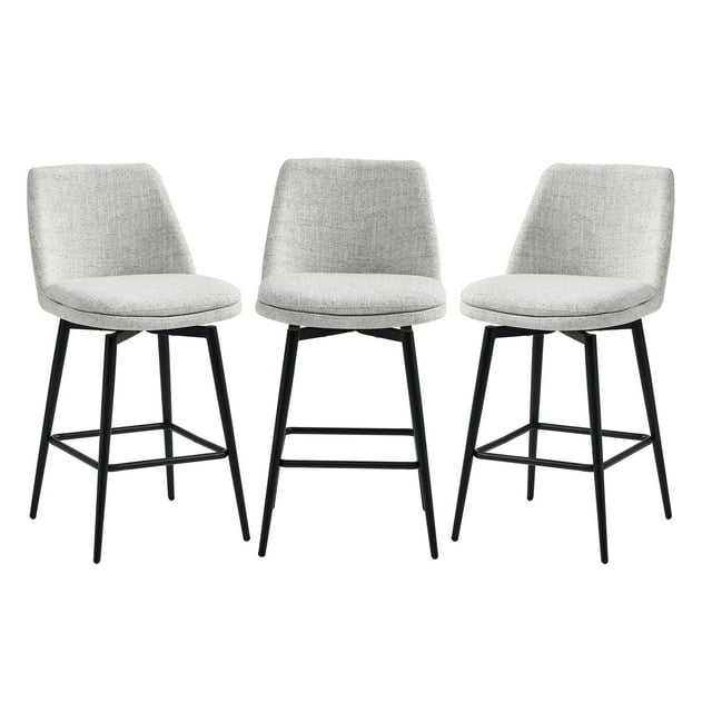 CHITA 27'' Swivel Bar Stools, Set of Three, Counter Height Low Back