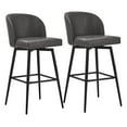thumbnail image 1 of CHITA 30" Swivel Upholstered Counter Bar Stools Set of 2 with Back & Metal Legs, Faux Leather in Retro Gray, 1 of 7