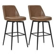 thumbnail image 1 of CHITA 30 inch Counter Height Swivel Bar Stools Low Back Set of 3, Metal Base, Faux Leather in Saddle Brown, 1 of 6