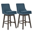 thumbnail image 1 of CHITA 30 inch Upholstered Swivel Faux Leather Counter Bar Stools with Back & Wood Legs Set of 2, Dark Blue, 1 of 9