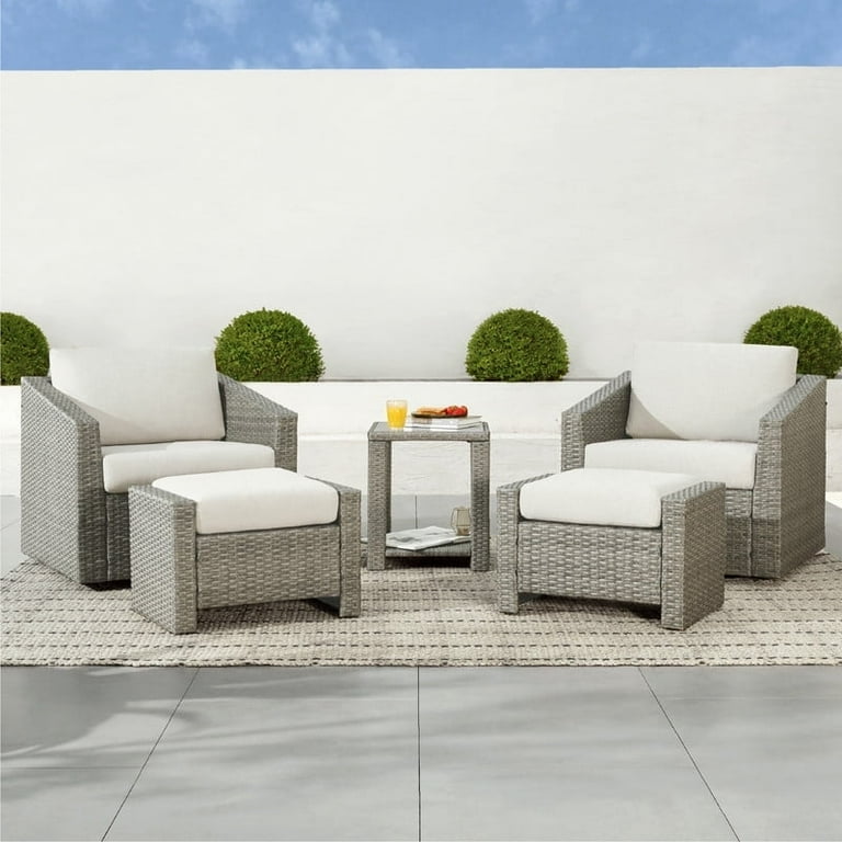 3 Piece Gray Wicker Patio Sectional And Ottoman Set 3 Piece Gray Wicker Patio Sectional And Ottoman Set