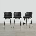 thumbnail image 1 of CHITA 27" Swivel Upholstered Counter Bar Stools with Back & Metal Leg Set of 2,Faux Leather in Black, 1 of 7
